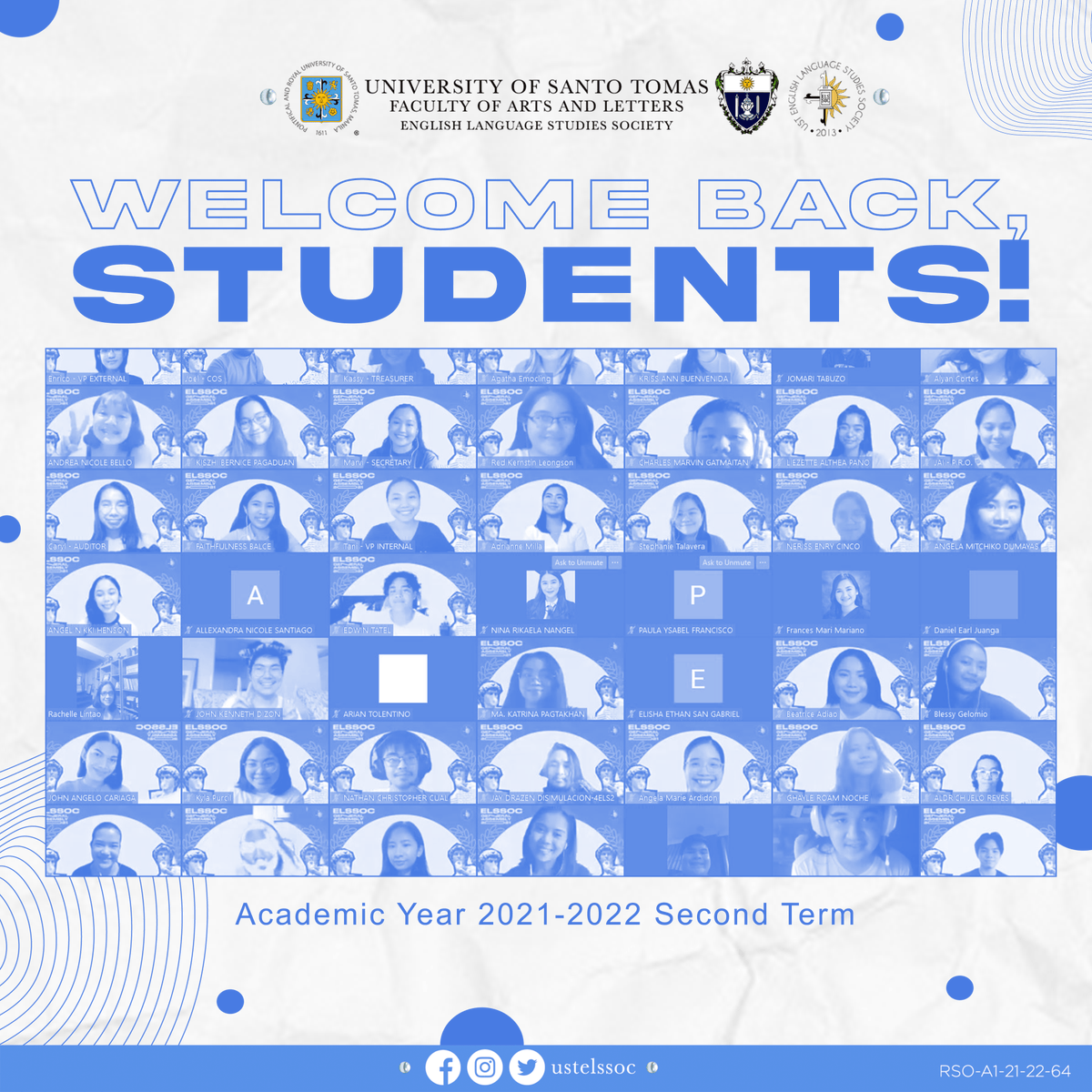 USTELSSOC's tweet photo. It is the time that we move forward towards greater success. The English Language Society wishes you all the best of luck in fulfilling your #AcademicGoals. Welcome to the second semester of A.Y. 2021-2022! 

You got this, ELSSOC! ⚡

#ExcELSior 💙🧡 https://t.co/Y7qROxRvN6