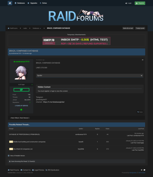 cyber_feeds's tweet photo. #marketforums #RaidForums - BRAZIL COMPANIES DATABASE - https://t.co/ypsneL9PXd https://t.co/2EOA5VvdHZ