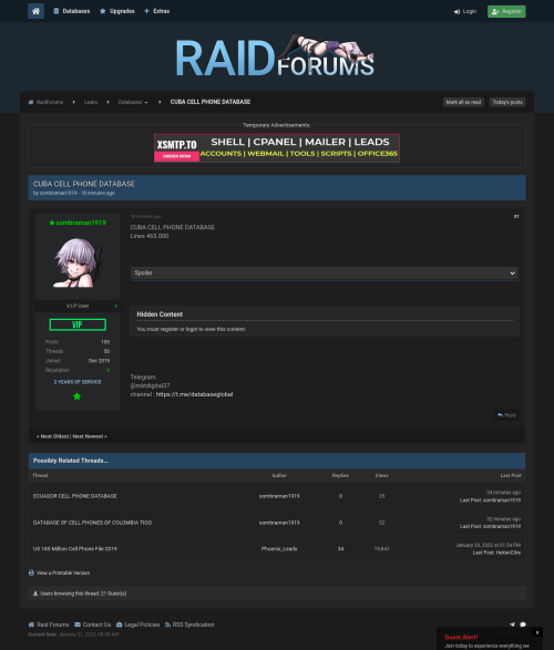 cyber_feeds's tweet photo. #marketforums #RaidForums - CUBA CELL PHONE DATABASE - https://t.co/EEAaIF5ltd https://t.co/i19wGDTK6V