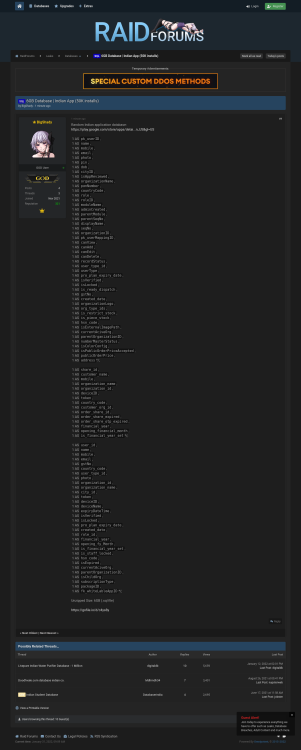 cyber_feeds's tweet photo. #marketforums #RaidForums - 6GB Database | Indian App (50K... - https://t.co/AneE7XK7dL https://t.co/ZQLHM624Jp