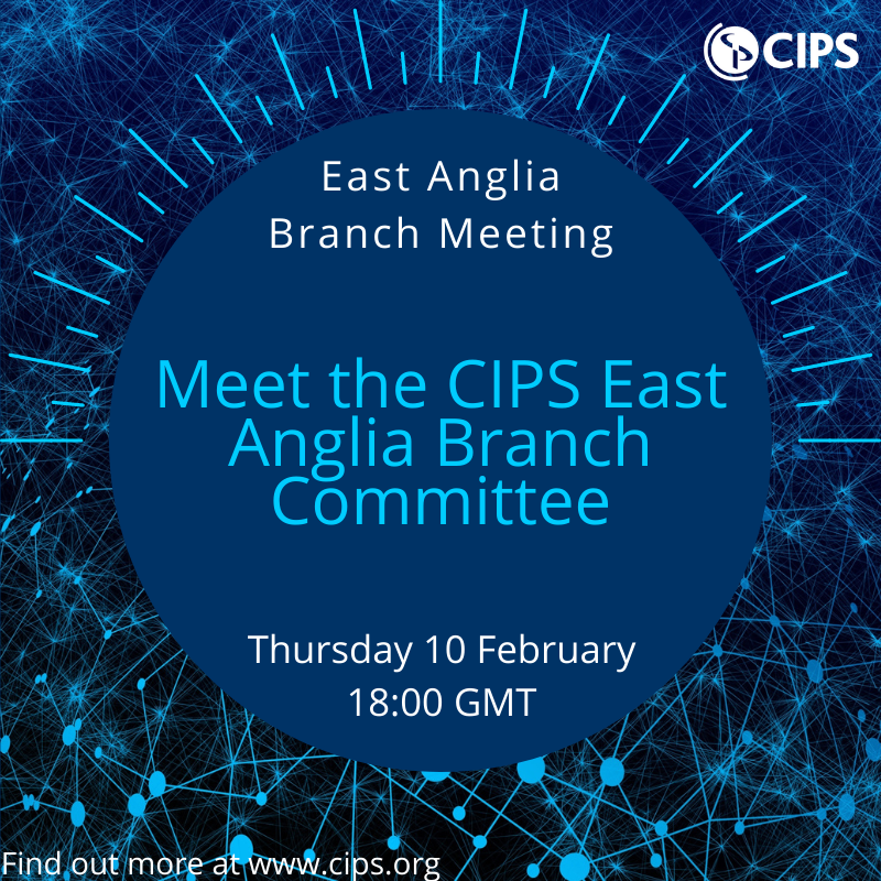 CIPSEastAnglia's tweet photo. Meet the #CIPS East Anglia Branch and be part of your local #procurement community. An interactive online event, we will share the events and insights we are planning for the year and you get to tell us what you want to see and learn in 2022. Book here https://t.co/KCRQimuRpf https://t.co/ttAZoqDSF9