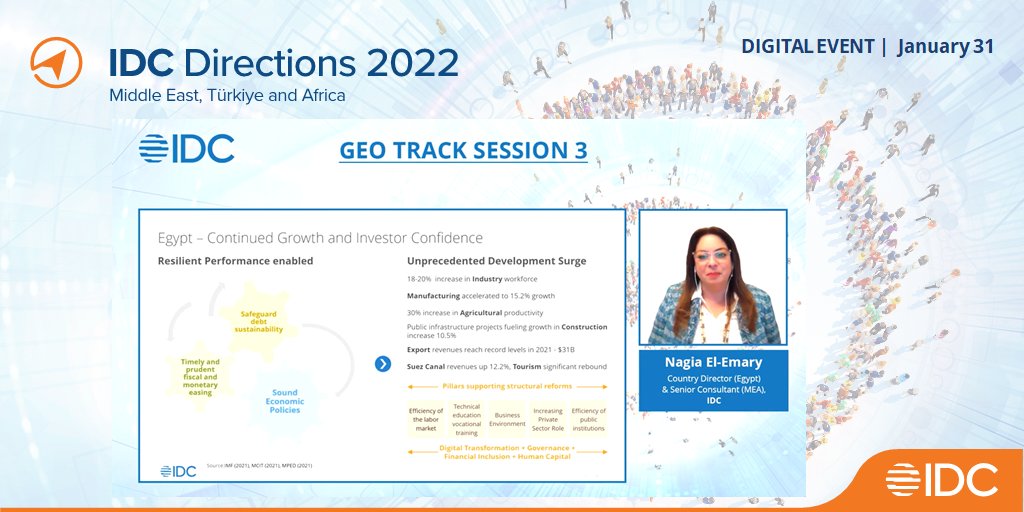 GEO Track: Define Your Strategy to Capture #Egypt’s Growth Momentum Through 2022 and Beyond | Nagia El-Emary, Country Director (Egypt) &amp; Senior Consultant (MEA), <a href="/IDC/">IDC</a> #IDCDIRECTIONSMETA #IDCDigital