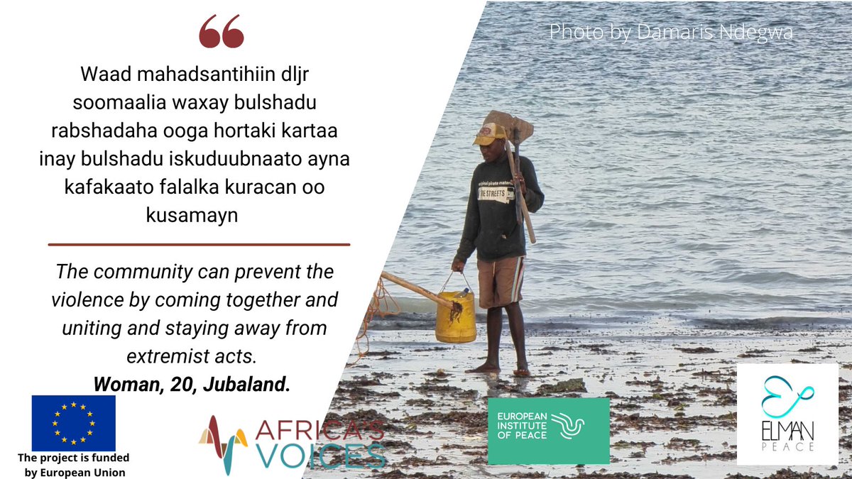 africas_voices's tweet photo. According to some participants, there is a need for collaboration within the community, create awareness on effects of VE, obey Islamic teachings, end clannism & job creation for youth in order to end violent extremism. #SSTProject @Eurpeace @ElmanPeaceHR https://t.co/4oLSKMmkWe