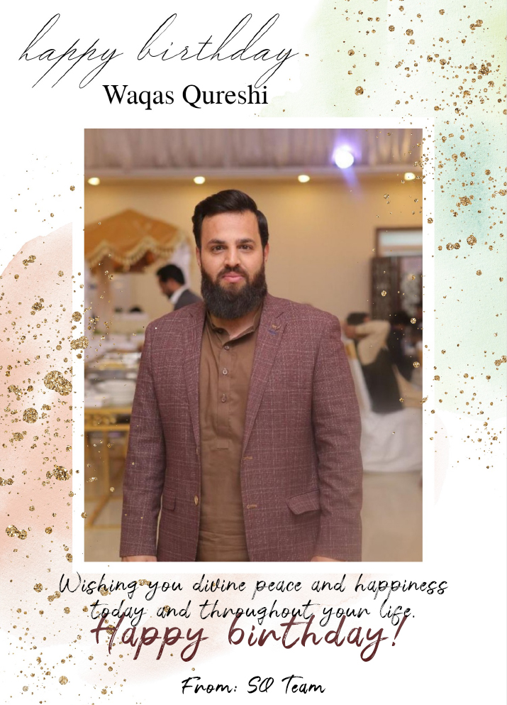 SQMarkonline's tweet photo. Wishing a very happy birthday to Waqas Qureshi.
This year, you'll achieve what you deserve, and you deserve the very best in every way.
From the team of
𝐒𝐐 𝐌𝐀𝐑𝐊𝐄𝐓𝐈𝐍𝐆 (Pvt) Ltd

#sqmarketingpvtltd #sqmarketingonline #sqmarkonline #sqmarketing https://t.co/hPoft6Y8db