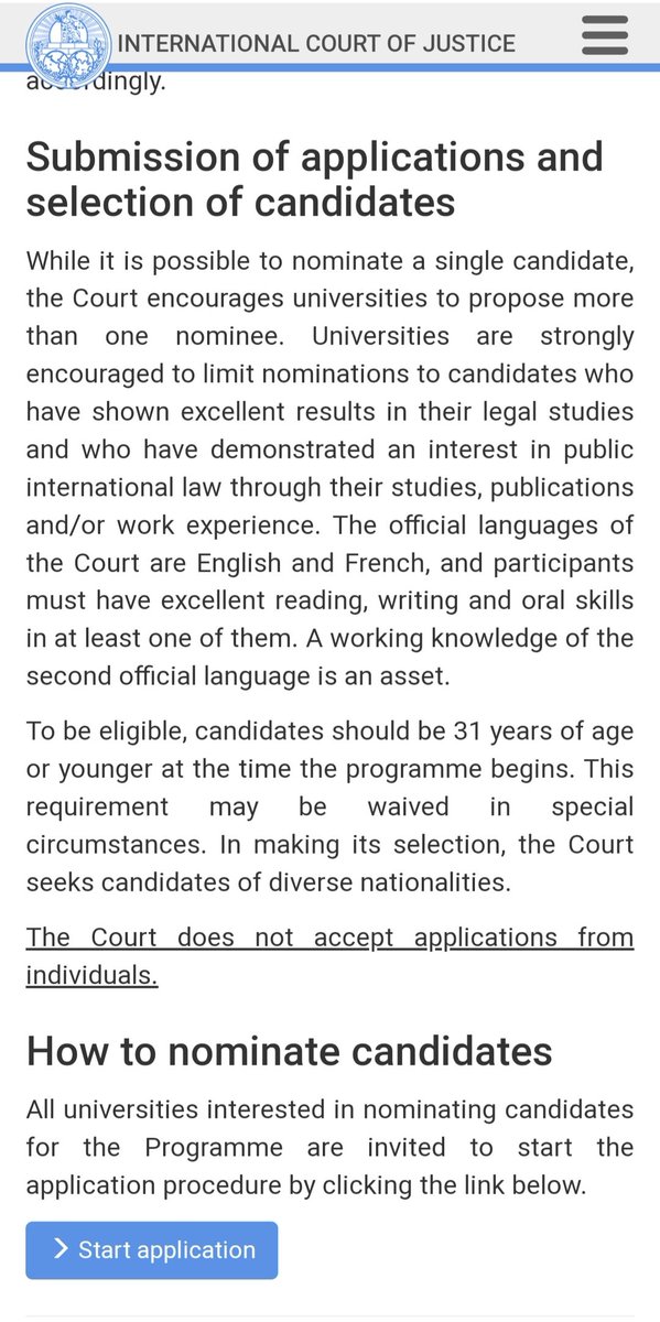 I'm glad to be selecting candidates to be nominated by law schools in the developing world for the International Court of Justice <a href="/CIJ_ICJ/">CIJ_ICJ</a> Judicial Fellowship. Trust Fund now operational, univ nominees are eligible. 🚨 Deadline 13 Feb. Please circulate widely for unis to apply!