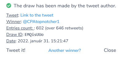 TeeBeeCrypto's tweet photo. Congrats to the second twitter giveaway winner.🥳 https://t.co/cS1x3Gvd8i