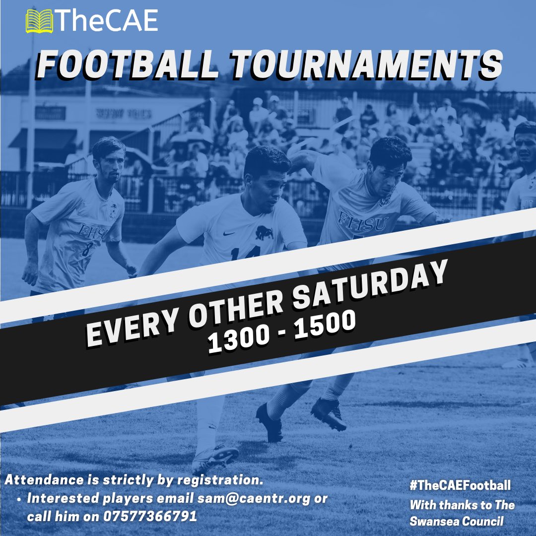 #TheCAEFootball is back! 
That’s right we are continuing our #free mini #tournaments this Saturday, 5 February! 

Register here now 
eventbrite.co.uk/e/thecaefootba…

Help us get this to potential beneficiaries of this service. <a href="/bmesportswansea/">BME Sport Swansea</a> 
#football #sport #Swansea #wales #free