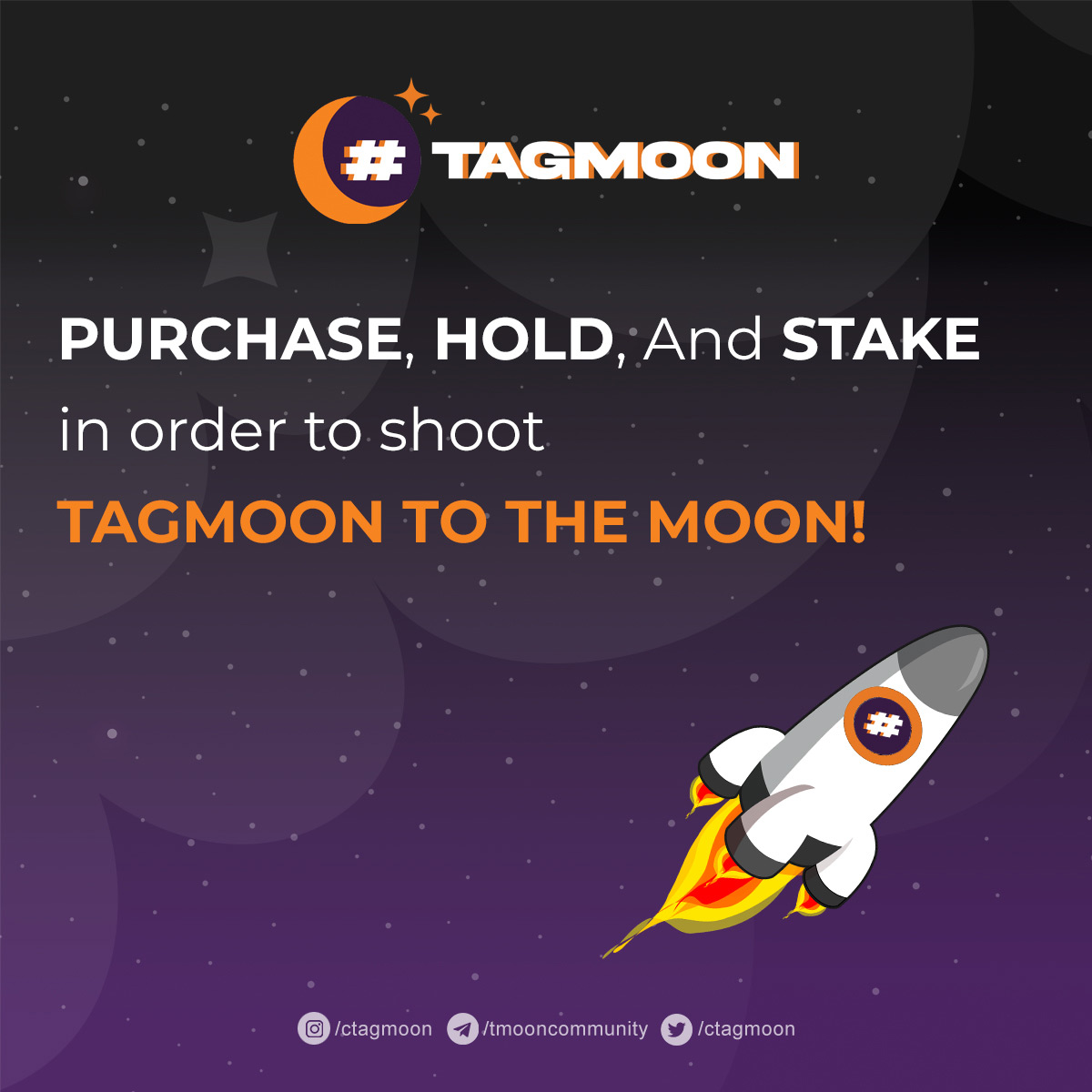ctagmoon's tweet image. You can now purchase, hold and stake in order to shoot TagMoon to the moon! Contact us to know more!
#tagmoon #tagprotocol #tagarmy #hashtag #hashtags #NFT #passiveearning