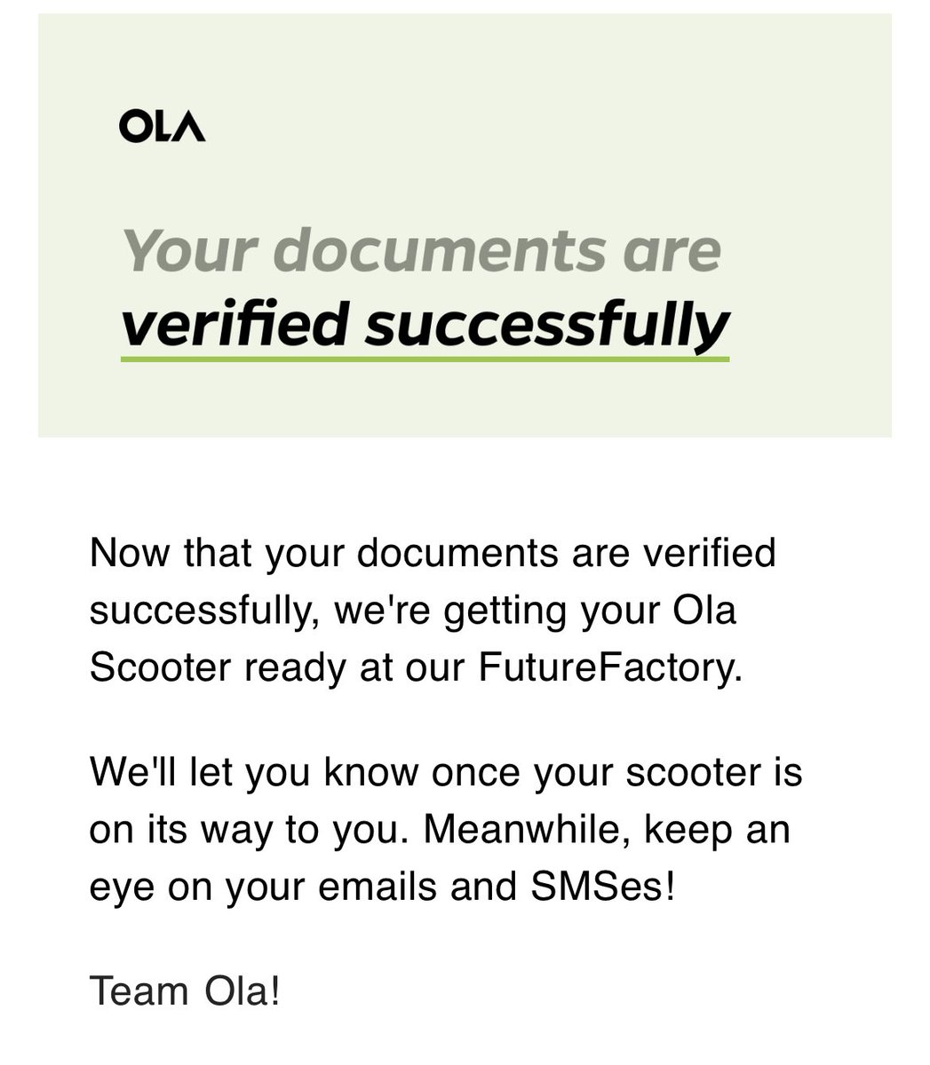 MdIkram's tweet photo. @OlaElectric Hey !
I got the documents processed through Archit from order processing team👍 #Thank_you #ola_ev https://t.co/RNZO1iUze0