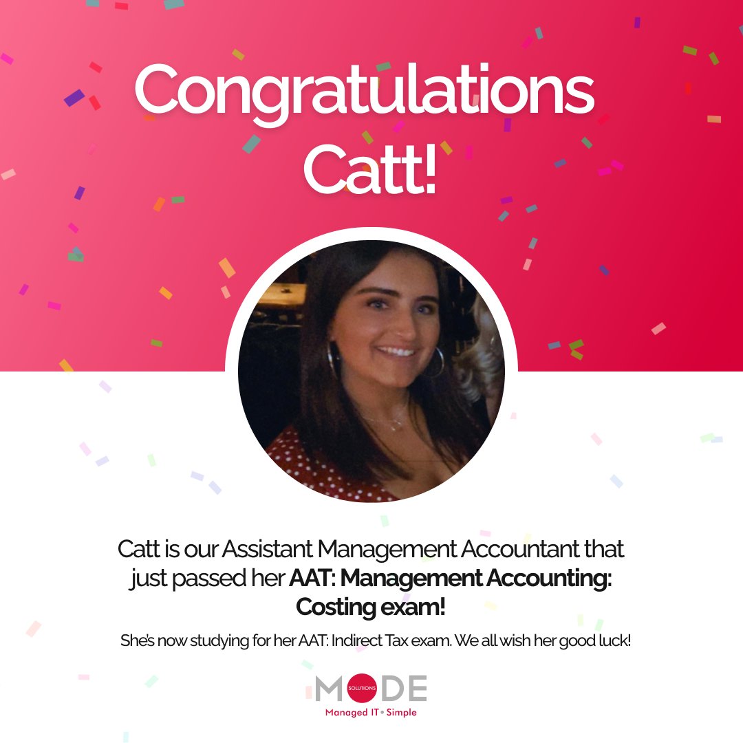 ModeSolutions's tweet image. Congratulations to Catt in our Finance team for working extremely hard and passing her Management Account: Cost exam!  We wish her the best and in her future exams 🎊

Best sure to wish her good luck in the comments for her next exam!

#congrats #celebrate #studying #studentlife