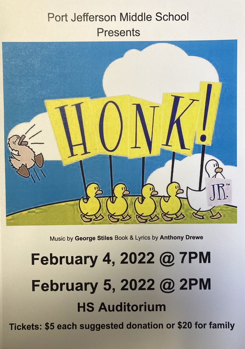 Come and support PJMS’s production of “Honk Jr.”!