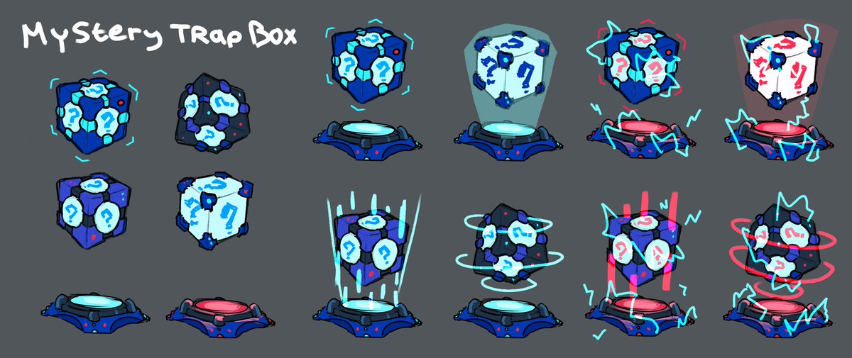 Concept art for mystery trap boxes✏️

Guards will be able to obtain a wide array of wacky traps to sabotage the robbers through these mystery trap boxes. 

Let us know if you have funny trap ideas! #gamedev #indiegame #digitalart #conceptart