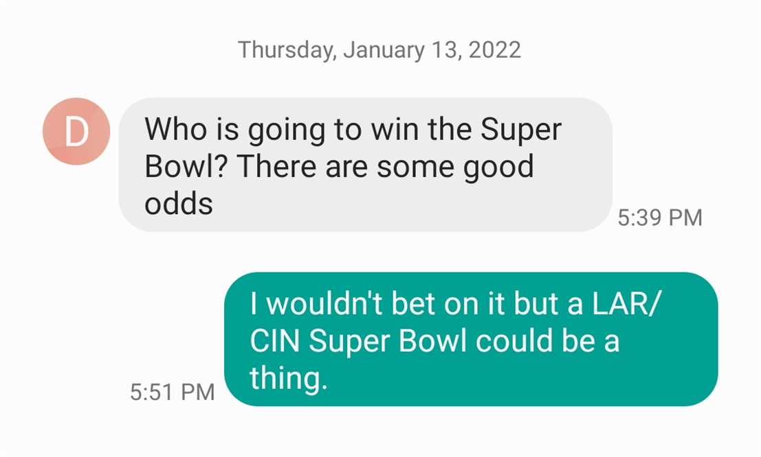 NeutralZoneFF's tweet photo. A conversation with my dad from before the playoffs started. Not saying I called it but I feel like I called it a little bit. https://t.co/MpH2I06wme