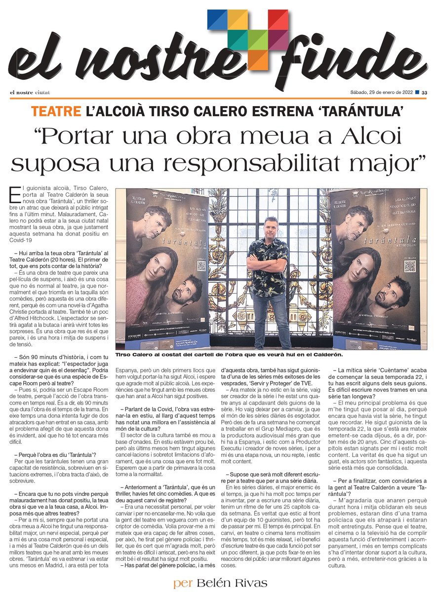 Después de Alcoy, llevamos "Tarántula" a Puertollano, Salamanca, Hellín, El Espinar, Badajoz... Distribuye <a href="/MARABONILLAdist/">MBdistribución</a>