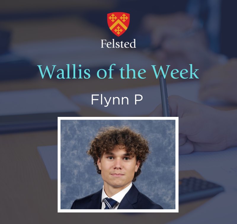 WALLIS OF THE WEEK! 
Well done to Flynn P for winning Wallis of the week. 100% on the binomial expansion Alevel paper! As well as this fantastic score Flynn has also been awarded Wallis of the week for consistent good effort and attitude!  #felsted #maths #wallisoftheweek