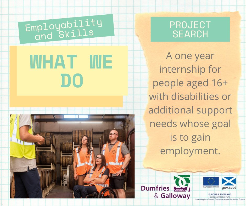 DGEmployability's tweet photo. We work with D&G College to offer Project Search, a one year internship for people, aged 16+ with disabilities or additional support needs.
Visit our website for info: https://t.co/vOJxzlA8Ai
#ESS #ProjectSearch #Employability #EmploymentSupport #WorkReady #JobHunt #SupportDG https://t.co/03C5cGnDF8