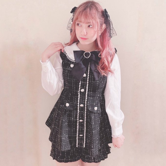 LIZ LISA♡リボン付パール×ツイードセットアップ♡ブラック-