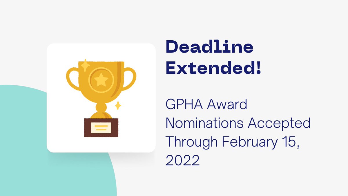 You still have time to nominate a colleague for one of GPHA's annual awards! We've extended the nomination deadline to Feb. 15, 2022. We know our #publichealthheroes have been hard at work - let's show them some love! Details on our website at gapha.org. #gapha2022