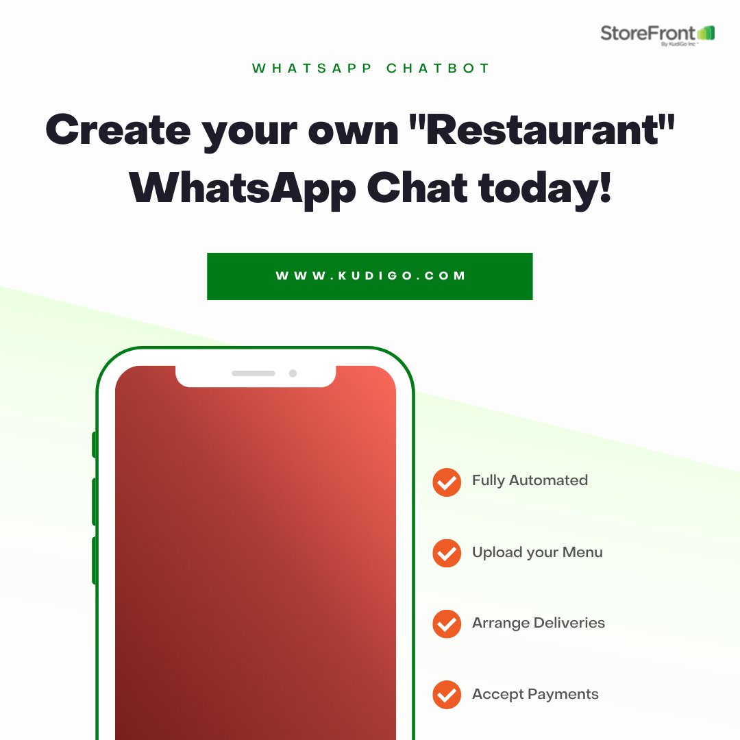 Get your very own WhatsApp Chatbot today and fully automate your restaurants orders!

Click here: bit.ly/33XNPip to request a DEMO

#WhatsApp #Chatbot #Ghana #Restaurant #Monday