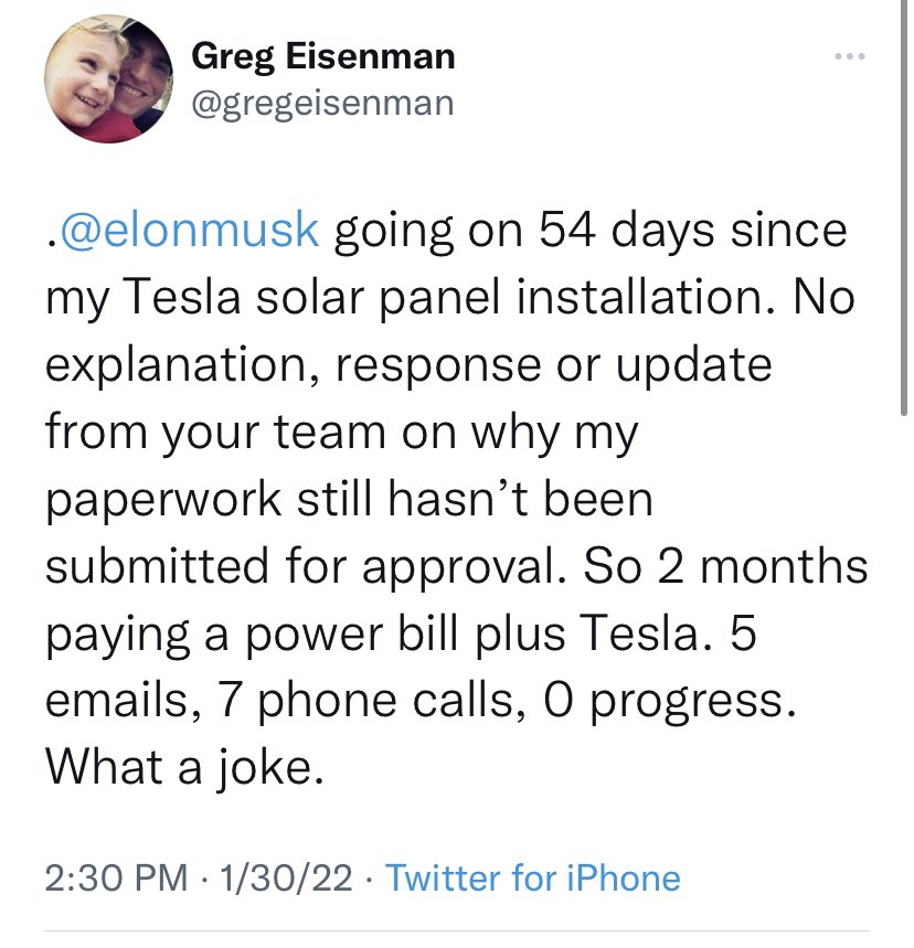 TiffanyPhoto1's tweet photo. “Going on 54 days ... paperwork still hasn’t been submitted.. “ @gregeisenman
https://t.co/u4F1atNTNP
#TeslaConsumerIssues
#TeslaSolarIssues
#TeslaSolar #Tesla
h/t @LyftGyft https://t.co/u8hIbksIVv