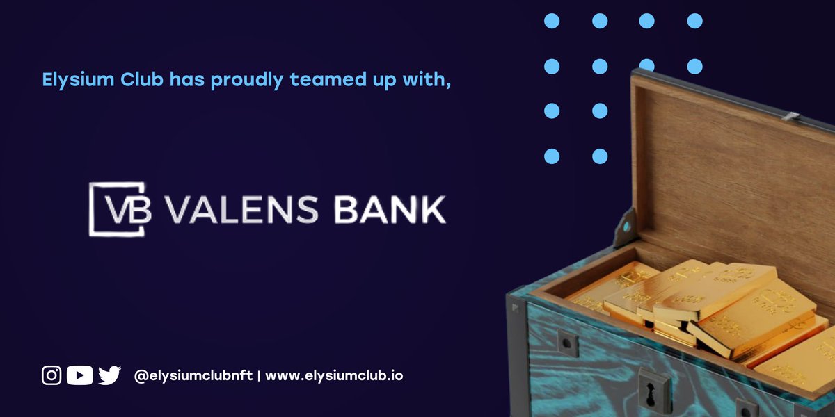 We're proud to announce that Elysium Club has proudly teamed up with Valens Bank, which gives access to the entire banking platform via white-labelling to larger institutions and companies. 

#ElysiumClub #ElysiumClubPublicSale  #NFTcommunity #NFTprojects #NFTartists