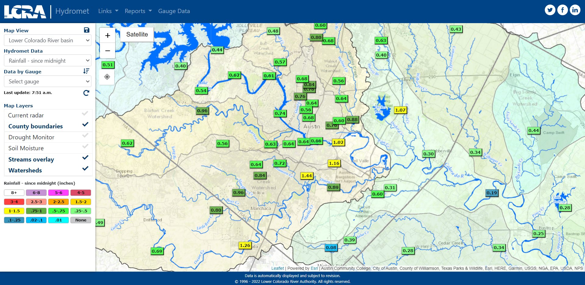 Lcra Rainfall Totals Map Nws Austin/San Antonio On Twitter: "8A - With The Heaviest Rainfall Now  Moving Into Ne Travis County Here Are Updated Rainfall Totals Since  Midnight From The @Lcra Hydromet. Several Spots Now Above