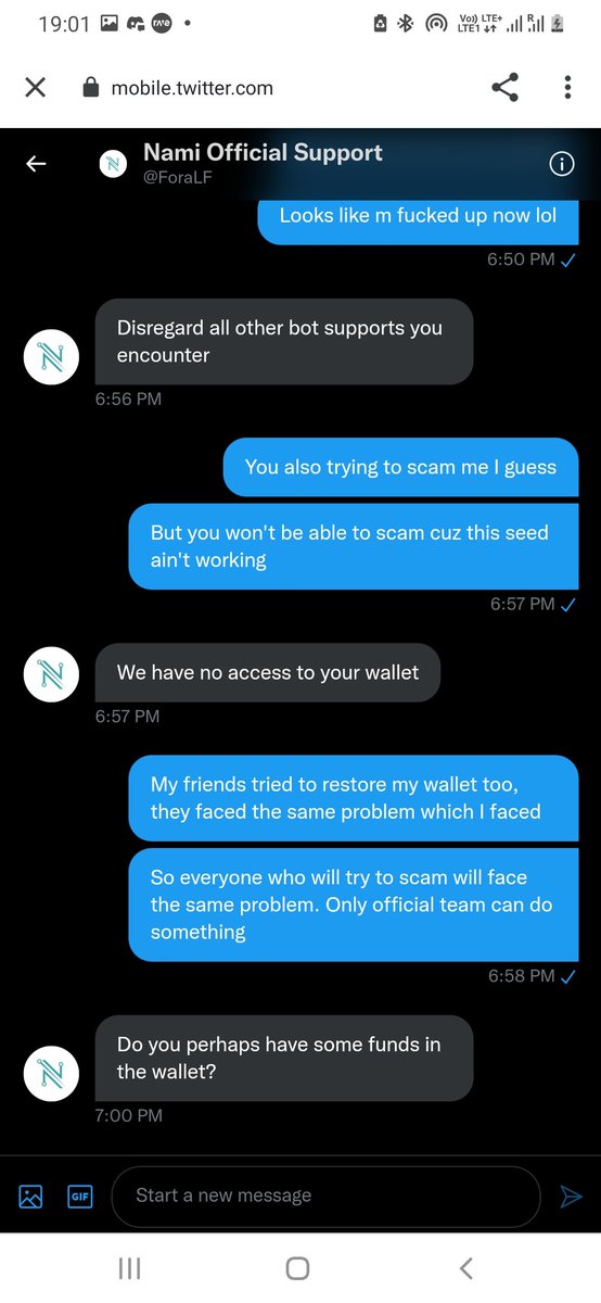 NFTBVLL's tweet photo. Just because @NamiWallet has a pathetic support team and they don't reply to your texts, this scammer tricked me.
Do something @berry_ales https://t.co/4gL8D86Oyy