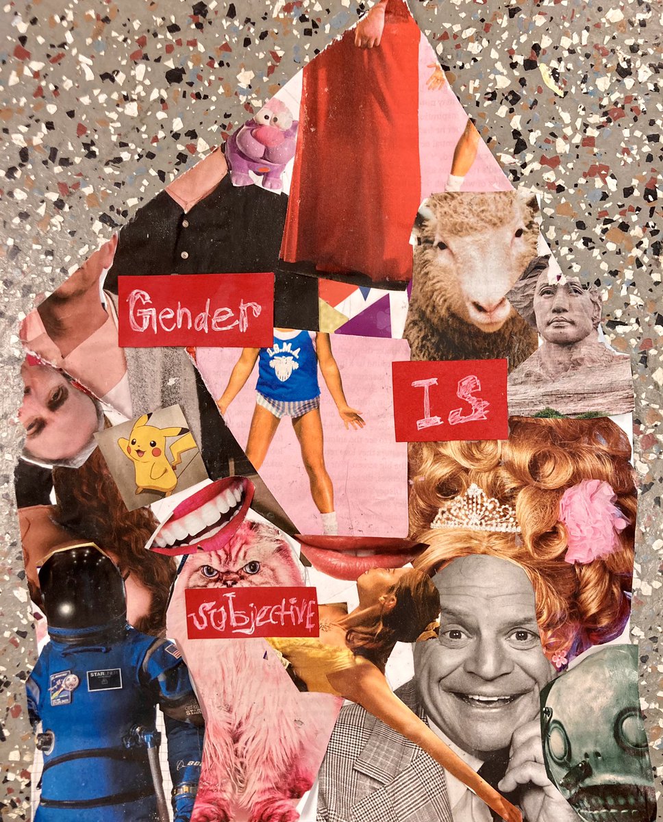 Art_with_MsG's tweet image. Loving these Barbara Kruger inspired collage projects made by 8th graders — students collected and layered images that could represent a statement made in Kruger’s iconic red text! #Teamkidsfirst #MiddleSchoolArt