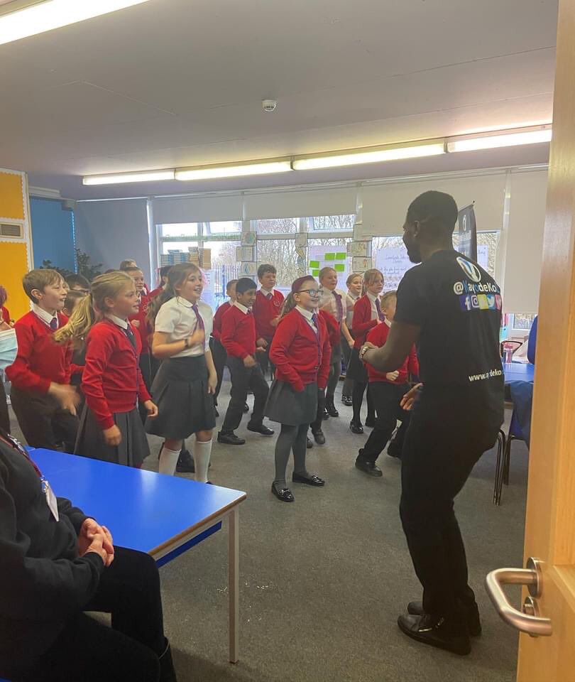 Kayode 🐺🏆 (@kayodedamali) on Twitter photo Had such a great time <a href="/arliestameside/">Arlies Primary</a> primary school delivering a Leadership Day ⭐️ the kids were amazing, so much energy and fun! Primary might be my favourite type of speaking now <a href="/schoolspeakers/">Claire Young</a> haha 😅 Had such a great time <a href="/arliestameside/">Arlies Primary</a> primary school delivering a Leadership Day ⭐️ the kids were amazing, so much energy and fun! Primary might be my favourite type of speaking now <a href="/schoolspeakers/">Claire Young</a> haha 😅