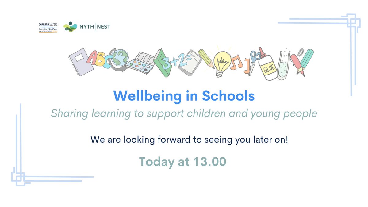 🎉 It's our event day! 🎉

The Wolfson Centre &amp; @T4CYP teams are excited to welcome all attendees later today for an afternoon of interesting discussion about #wellbeinginschools.

There's still time to register if you haven't already:
➡️ schoolswellbeing.eventbrite.co.uk

📍 Today @ 13.00