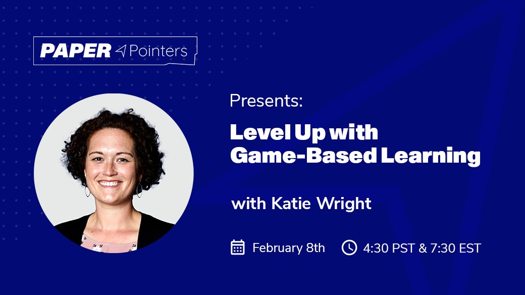 What’s game-based learning? 🎮 Join us for a FREE Paper Pointers with high school educator @mrs_katiewright to understand how games can fit into your curriculum across contexts to engage students in-person, online, and hybrid!

RSVP 👉 bit.ly/3o6vFlr 

#GameBasedLearning