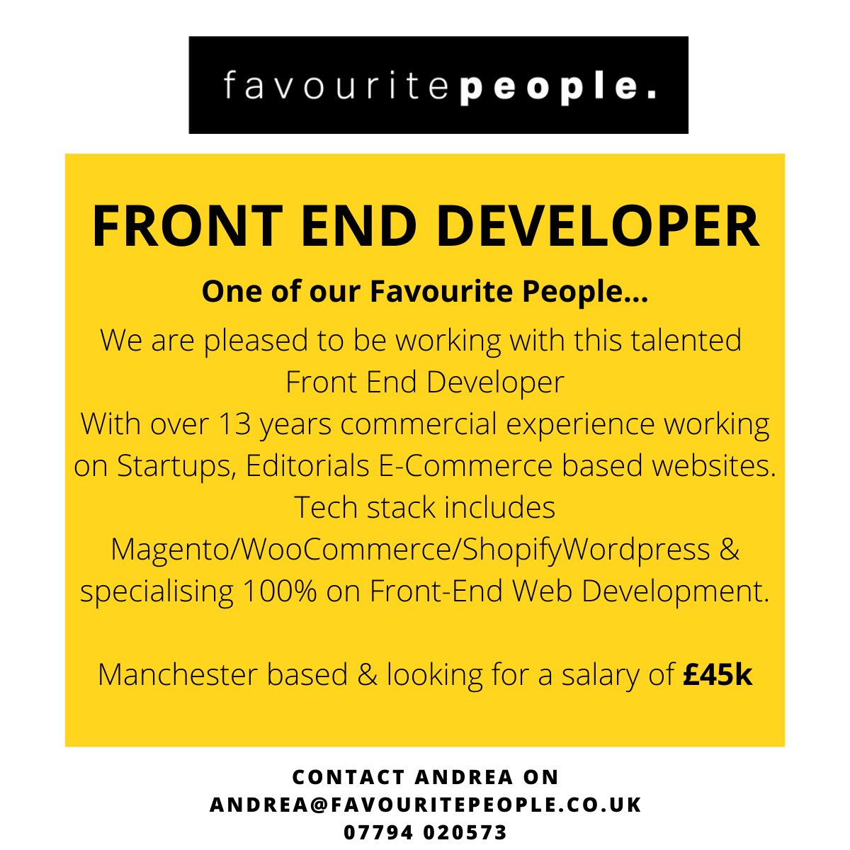 🔥Do you need an experienced Front End Developer? Get in touch with us today!🔥