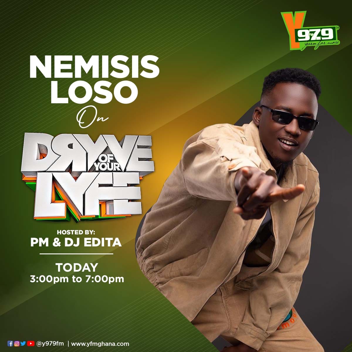 <a href="/Nemisis_Loso1/">“GLORY BOY” (EP) out now 🥂🥂🔥🔥</a> joins <a href="/PmDePresenter/">Nana Quasi-Wusu #Blaklaaa✊🏿</a> x <a href="/djedita/">Djj Edita🇬🇭</a> on #TheDrYve today 3pm to 7pm

Don't miss this convo🔥💃
#LoveDateOnY