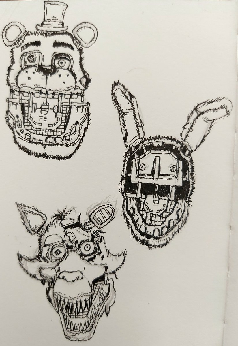 3/5 of the Withered designs drawn out! Yes, these are to be turned into models at a later date.

#fnaf #fanart #fivenightsatfreddys