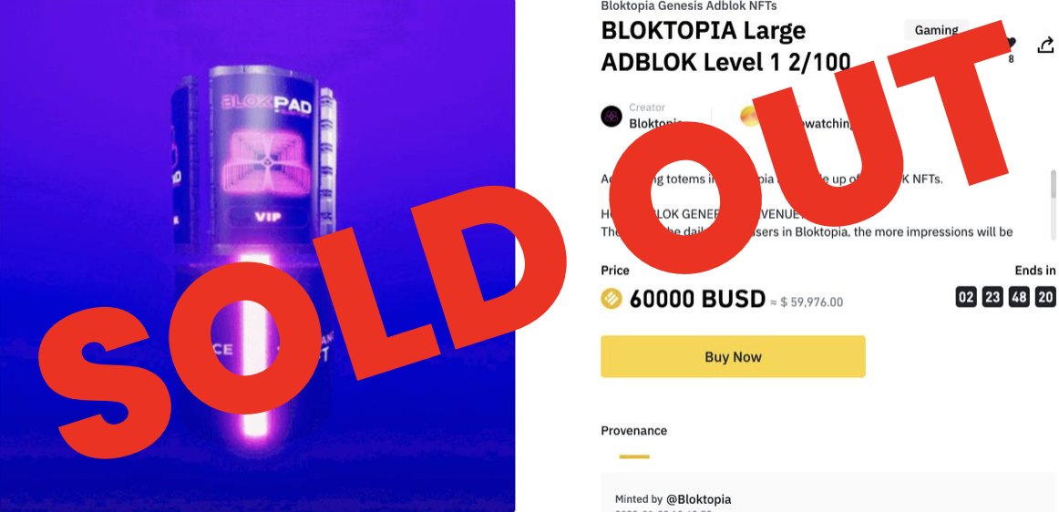All large ad totem ADBLOK NFTs have now sold out! 🙌  Small totems are still available...  [binance.com] [twitter.com] [pbs.twimg.com]