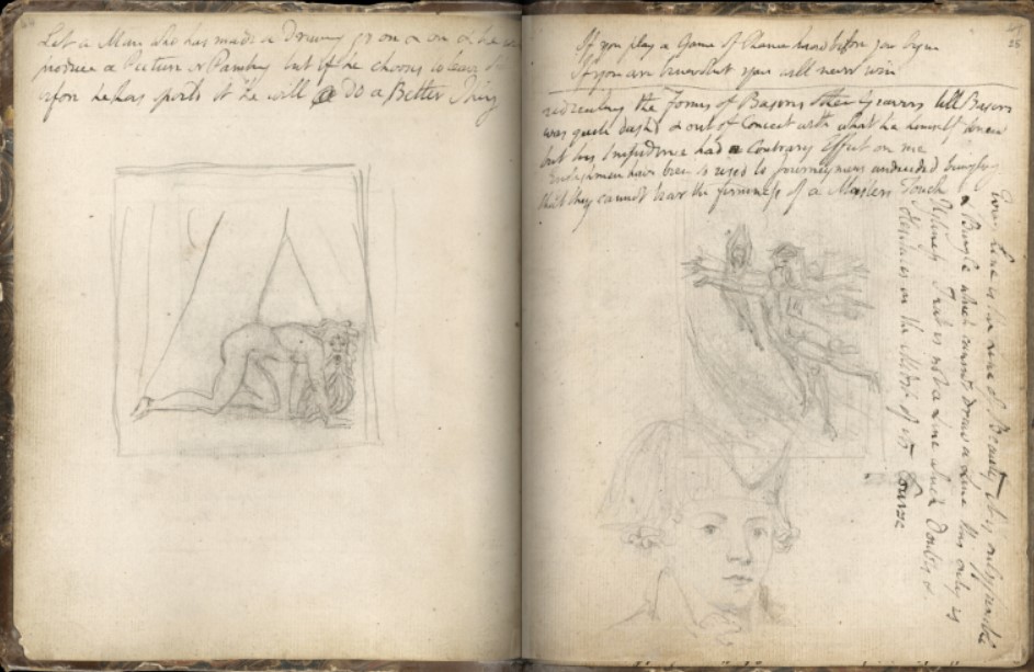 'Let a Man who has made a Drawing go on &amp; on &amp; he will produce a Picture or Painting but if he chooses to leave off before he has spoild it he will Do a Better Thing.' 

Take a closer look at William Blake's notebook this ManuscriptMonday: 

🔗 bit.ly/3AERZrq