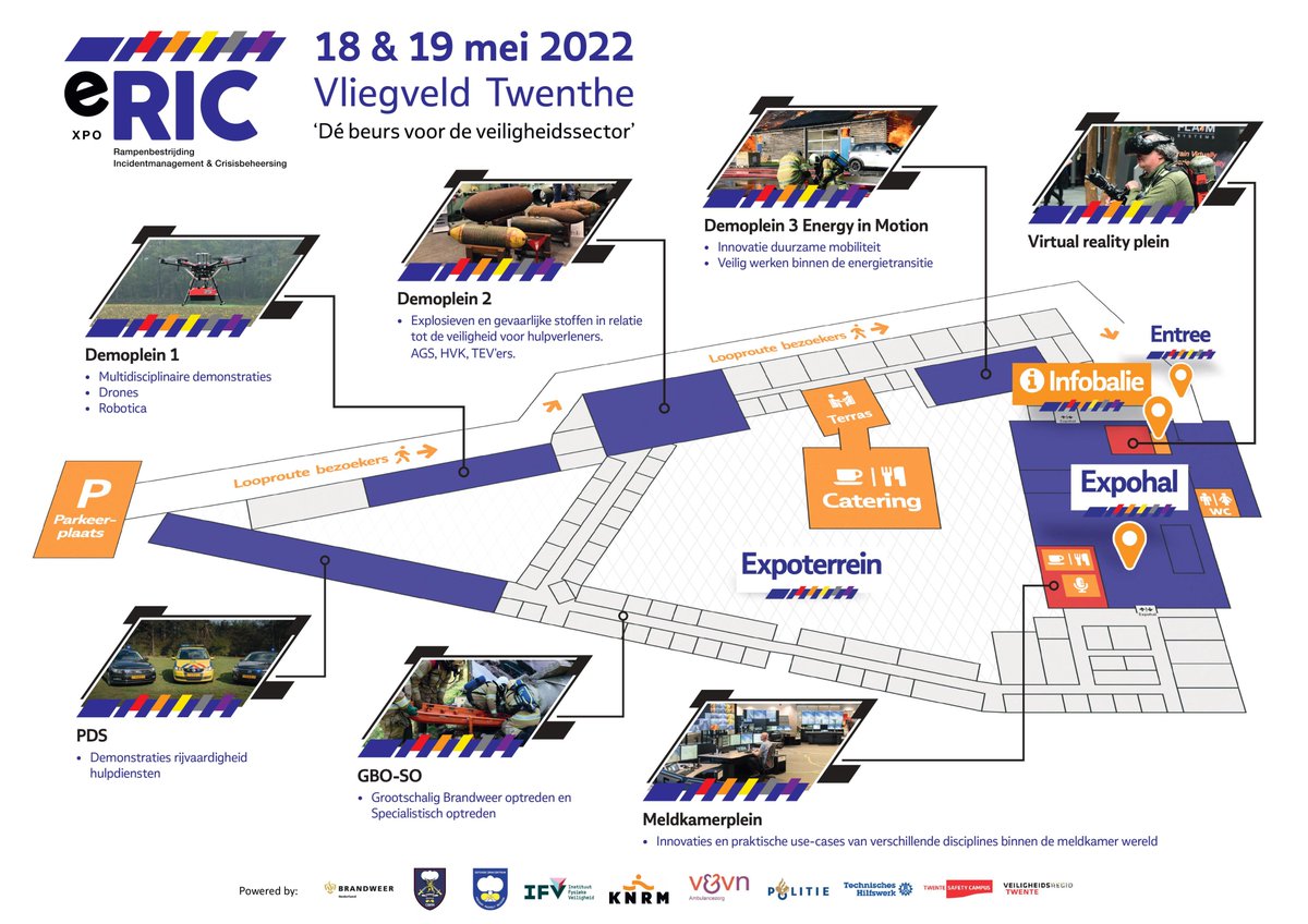 Exporic's tweet photo. Zie hier de eerste versie van de plattegrond van #eRIC 2022! Bekijk snel wat er allemaal te beleven is op dé #vakbeurs voor #veiligheidsprofessionals! 

Wat je nog meer kunt verwachten op 18 &amp; 19 mei? Ontdek het op: https://t.co/HU1nBjxPy8 https://t.co/9W3SpW2ht8