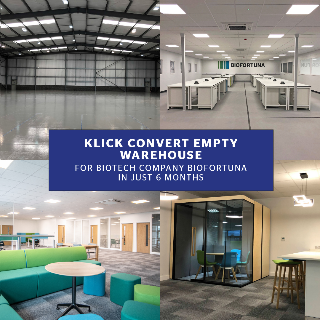Klick_Labs's tweet photo. This new state-of-the-art site will double Biofortuna’s manufacturing capacity. 
Klick transformed a blank canvas creating the perfect lab &amp; workplace environment. 
Great partnership with @Biofortuna Outstanding results! https://t.co/FymDF5csqm 
#laboratory #trespa #refurbishment https://t.co/zHM34AUNwO