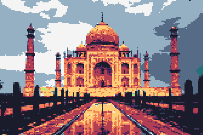 Bpxeler's tweet photo. @opensea #OpenSeaNFT #openseanfts #PixelNFT #pixelartnft #pixelartwork #NFT #NFTCollection #NFTartist @Coinbase_NFT @binance @ethereum @Polygon 
First Ever Taj Mahal Made By Block size 25 Pixel (Artist Me) Only 1 piece is Listing https://t.co/vdn8caoFrU