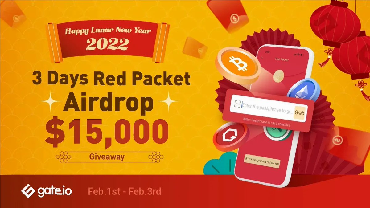 Happy Lunar New Year To All Gate.io’ ers!
$15,000 Red Packet #Airdrop Free to Grab

📆From Feb 1 - Feb 3

Login to the Gate.io App &amp; enter a passphrase to receive your share!
Tutorial: gate.io/help/guide/com…
RT &amp; Win $200: gleam.io/ZwfCX/100-luna…