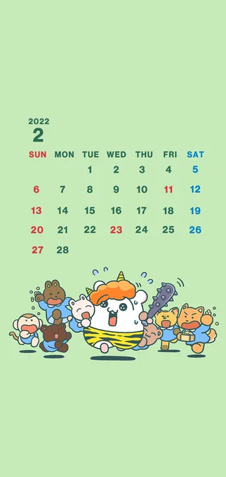 🌟壁紙&amp;カレンダー配布🌟

2月の壁紙&amp;カレンダーをプレゼント🐹💛
今月もぜひ使ってね✨

#ちこまる 