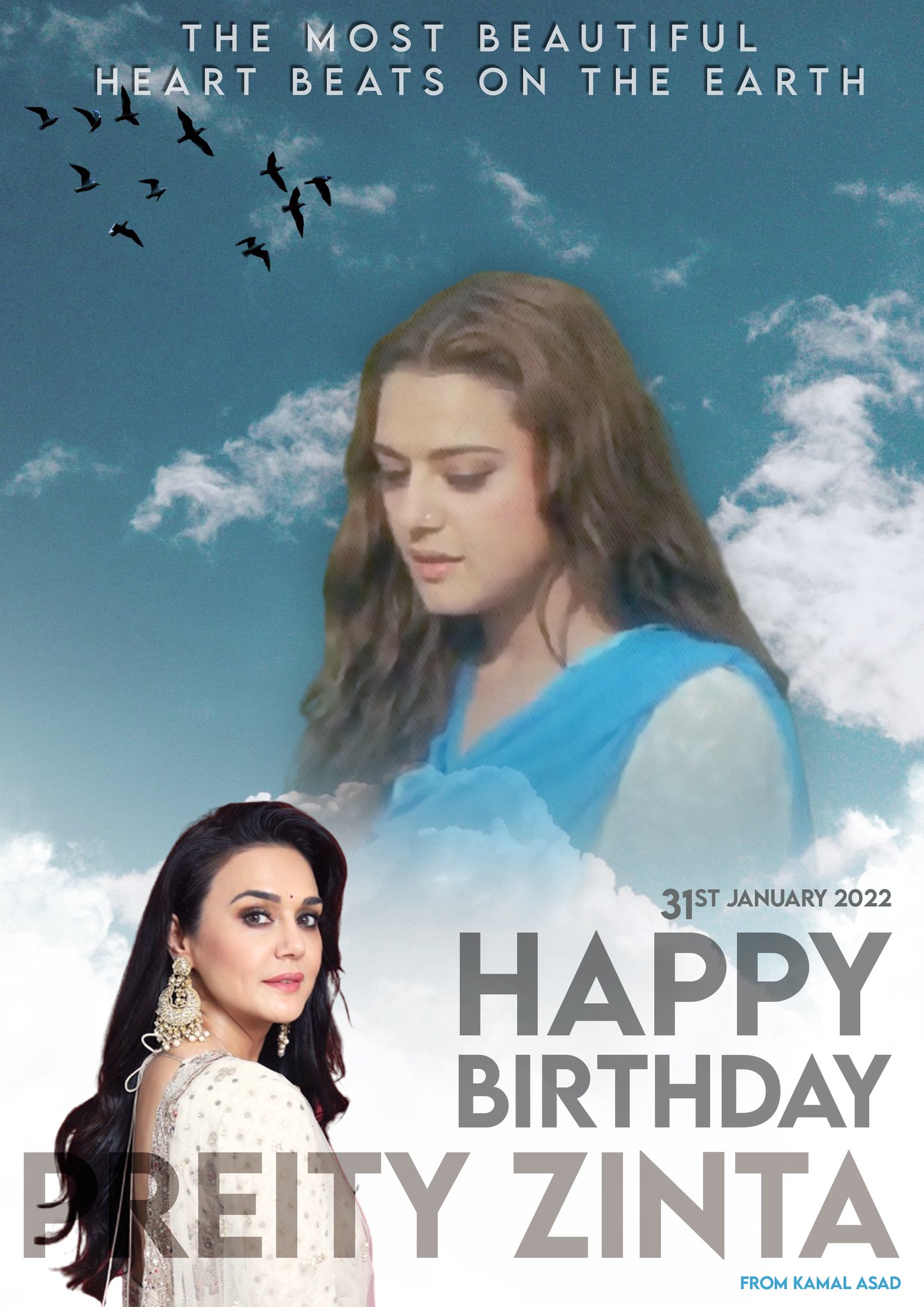  Happy Birthday Preity Zinta 
You are the most Beautiful heart beats on the Earth 