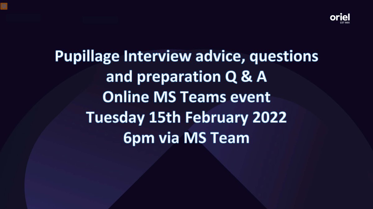 📆 Save the date: Tuesday 15th February 👇
 
We'll be hosting another online Q&amp;A all about the Pupillage interview process in just over two weeks' time!
 
There's no need to register, simply click the link to find out more &amp; join us: orielchambers.co.uk/news/pupillage…