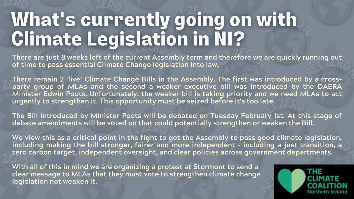 ClimateActionNI's tweet photo. 🌍What's currently going on with Climate Legislation in Northern Ireland?🌍
If you want to make some noise TODAY and let your MLA know what you think- head over to @foe_ni and sign their open letter: https://t.co/gF6pCnP5bm
#NIClimateBill #NetZeroNI https://t.co/XM4Pa9mGdx