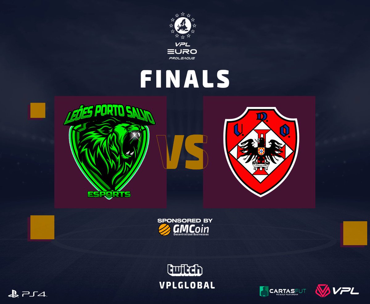 #PS4 VPL Euro Proleague final with 2 Portuguese teams <a href="/leoesps_esports/">Leões Porto Salvo Esports</a> and <a href="/UD_Oliveirense/">UD Oliveirense</a>
Wednesday 22 UK live in the twitch.tv/vplglobal <a href="/coin_gm/">GMCoin</a> <a href="/CrfFut/">Cartas Fut CRF</a> #ProClubs #fifa22 #eSports #11vs11
Join us for a great final @VPLPortugalPS