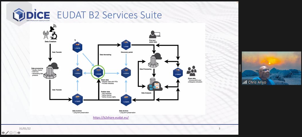EoscPillar's tweet photo. Let's get to know #B2SHARE, a user-friendly #datarepository provided by @Eudat_eu, also available via the @EoscPortal.
Chris Ariyo @CSCfi stresses that researchers can rest assured their data is safe.
https://t.co/E0WjGXZyk6 https://t.co/fLh8U5GokZ