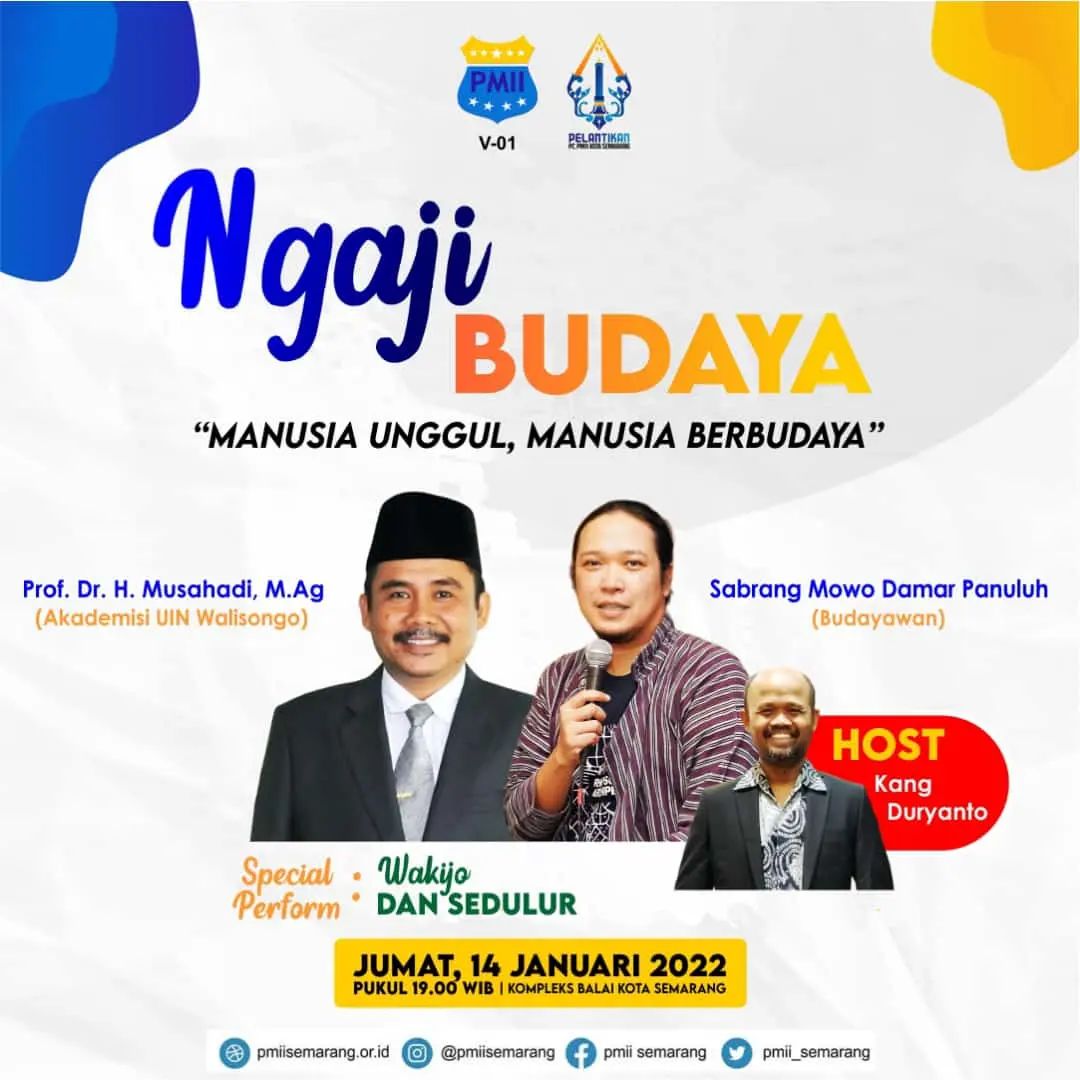 pmiisemarang's tweet photo. [Ngaji Budaya]
"Manusia Unggul, Manusia Berbudaya"

PC PMII Kota Semarang Masa Khidmah 2021-2022

___________________________________________
Ikuti juga sosial media kita yang lainnya;
FB : PMII Semarang
IG : @pmiisemarang
Website : https://t.co/D8Z8xN3icQ https://t.co/5aDFd5ljop