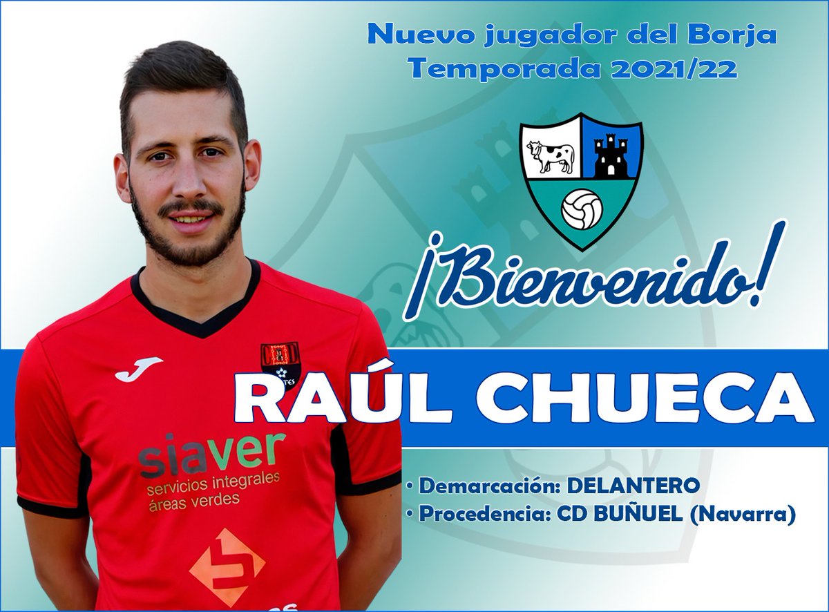 OFICIAL: Raúl Chueca, nuevo jugador de la S.D.Borja. Delantero que llega procedente del C.D.Buñuel de Navarra. Destaca su faceta goleadora y ha jugado en equipos como el C.D.Cortes o el C.D.Tudelano. Bienvenido y mucha suerte, <a href="/RaulChue/">Raúl Chueca</a>.