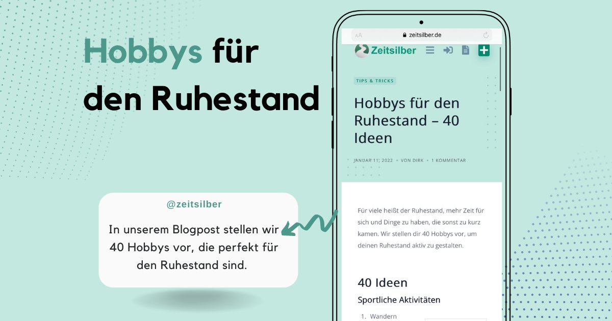 zeitsilber's tweet photo. Hobbys für den Ruhestand - 40 Ideen

Für viele heißt der Ruhestand, mehr Zeit für sich und Dinge zu haben, die sonst zu kurz kamen. In unserem Blogpost stellen wir dir 40 Hobbys vor, um den Ruhestand aktiv zu gestalten ☺️ ➡️ https://t.co/WoFf8Ubn0Q  

#hobby #ü60 #freizeit https://t.co/fxGLqrnzeH