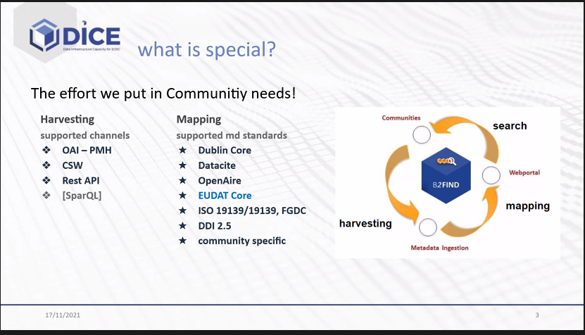 EoscPillar's tweet photo. Claudia Martens @Eudat_eu introduces the #B2FIND discovery portal, enabling findability across scientific disciplines.
Access this catalogue and aggregator via the @EoscPortal: https://t.co/YZfXFkofDM https://t.co/7KiuY8pMHh
